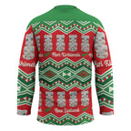 New Zealand Christmas In July Hockey Jersey Meri Kirihimete Hei Tiki Taniko Motifs Seamless