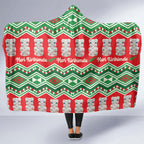 New Zealand Christmas In July Hooded Blanket Meri Kirihimete Hei Tiki Taniko Motifs Seamless