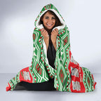 New Zealand Christmas In July Hooded Blanket Meri Kirihimete Hei Tiki Taniko Motifs Seamless