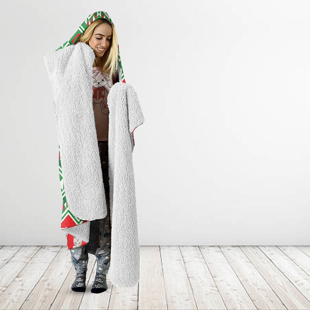 New Zealand Christmas In July Hooded Blanket Meri Kirihimete Hei Tiki Taniko Motifs Seamless
