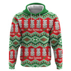 New Zealand Christmas In July Hoodie Meri Kirihimete Hei Tiki Taniko Motifs Seamless
