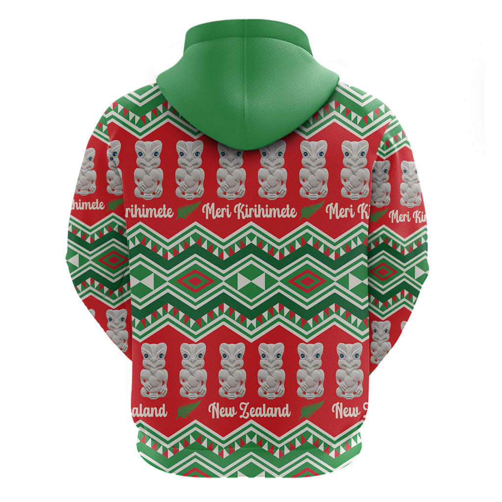 New Zealand Christmas In July Hoodie Meri Kirihimete Hei Tiki Taniko Motifs Seamless
