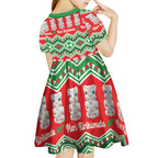 New Zealand Christmas In July Kid Short Sleeve Dress Meri Kirihimete Hei Tiki Taniko Motifs Seamless