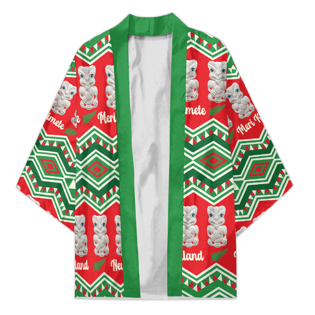 New Zealand Christmas In July Kimono Meri Kirihimete Hei Tiki Taniko Motifs Seamless