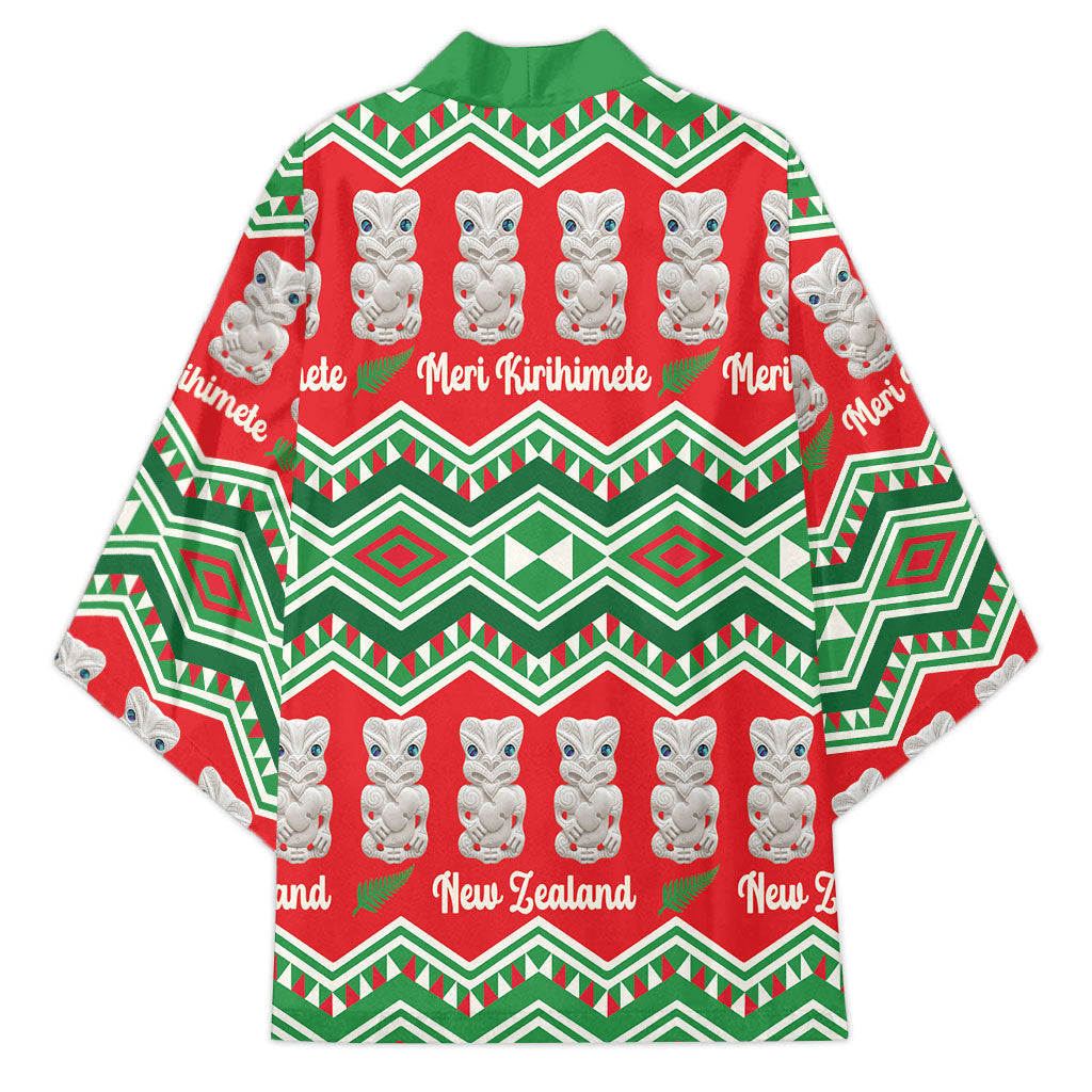 New Zealand Christmas In July Kimono Meri Kirihimete Hei Tiki Taniko Motifs Seamless