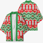 New Zealand Christmas In July Kimono Meri Kirihimete Hei Tiki Taniko Motifs Seamless
