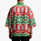New Zealand Christmas In July Kimono Meri Kirihimete Hei Tiki Taniko Motifs Seamless
