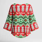 New Zealand Christmas In July Kimono Sleeve Blouse Meri Kirihimete Hei Tiki Taniko Motifs Seamless