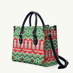 New Zealand Christmas In July Leather Bag Meri Kirihimete Hei Tiki Taniko Motifs Seamless