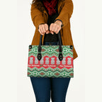 New Zealand Christmas In July Leather Bag Meri Kirihimete Hei Tiki Taniko Motifs Seamless