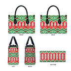New Zealand Christmas In July Leather Bag Meri Kirihimete Hei Tiki Taniko Motifs Seamless