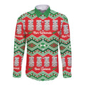 New Zealand Christmas In July Long Sleeve Button Shirt Meri Kirihimete Hei Tiki Taniko Motifs Seamless