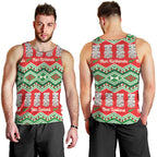 New Zealand Christmas In July Men Tank Top Meri Kirihimete Hei Tiki Taniko Motifs Seamless