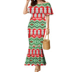 New Zealand Christmas In July Mermaid Dress Meri Kirihimete Hei Tiki Taniko Motifs Seamless