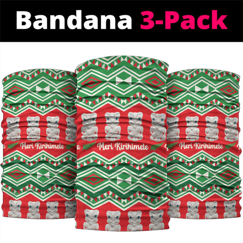 New Zealand Christmas In July Neck Gaiter Meri Kirihimete Hei Tiki Taniko Motifs Seamless