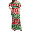 New Zealand Christmas In July Off Shoulder Maxi Dress Meri Kirihimete Hei Tiki Taniko Motifs Seamless