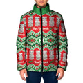 New Zealand Christmas In July Padded Jacket Meri Kirihimete Hei Tiki Taniko Motifs Seamless