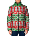 New Zealand Christmas In July Padded Jacket Meri Kirihimete Hei Tiki Taniko Motifs Seamless