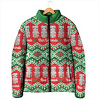 New Zealand Christmas In July Padded Jacket Meri Kirihimete Hei Tiki Taniko Motifs Seamless