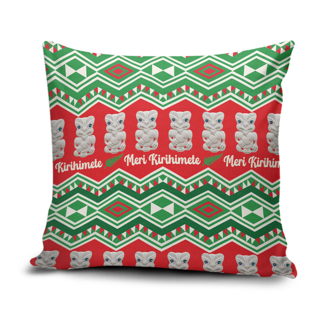 New Zealand Christmas In July Pillow Cover Meri Kirihimete Hei Tiki Taniko Motifs Seamless