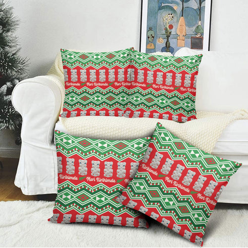New Zealand Christmas In July Pillow Cover Meri Kirihimete Hei Tiki Taniko Motifs Seamless