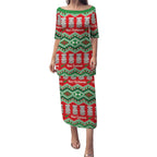 New Zealand Christmas In July Puletasi Meri Kirihimete Hei Tiki Taniko Motifs Seamless