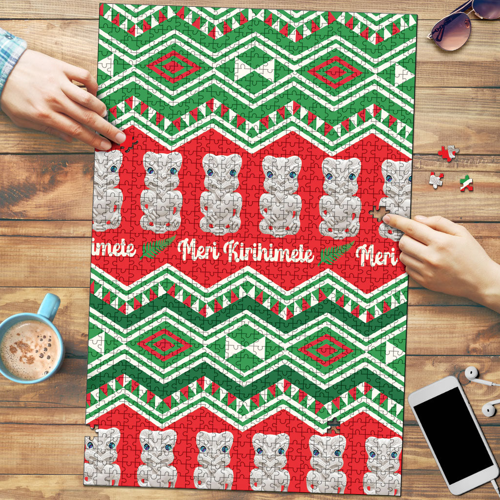 New Zealand Christmas In July Puzzle Meri Kirihimete Hei Tiki Taniko Motifs Seamless