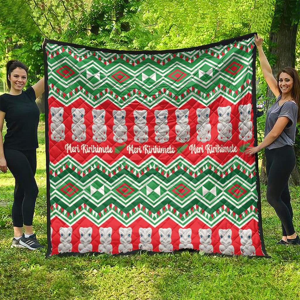 New Zealand Christmas In July Quilt Meri Kirihimete Hei Tiki Taniko Motifs Seamless
