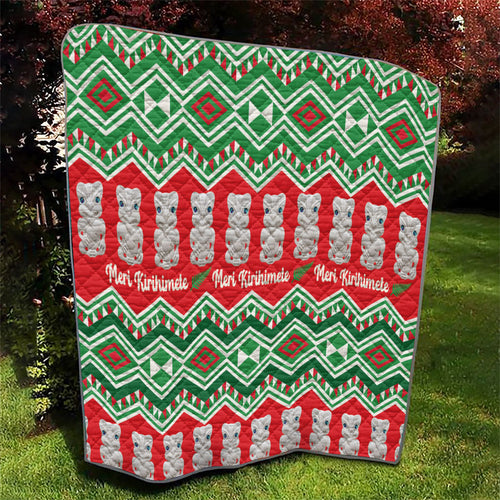 New Zealand Christmas In July Quilt Meri Kirihimete Hei Tiki Taniko Motifs Seamless