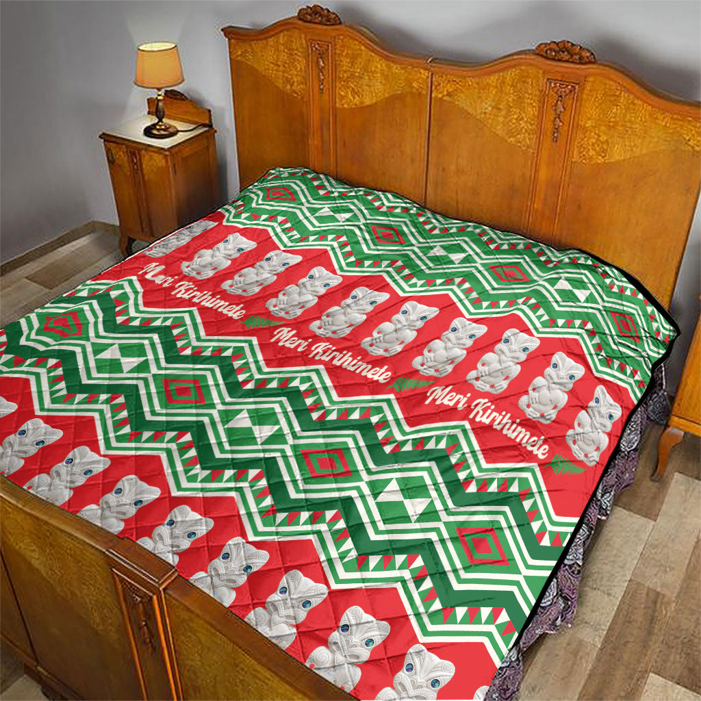 New Zealand Christmas In July Quilt Meri Kirihimete Hei Tiki Taniko Motifs Seamless