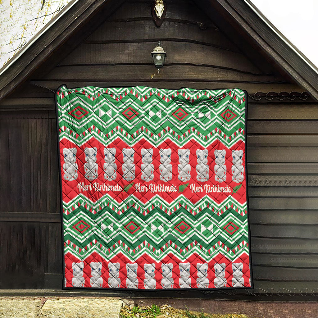 New Zealand Christmas In July Quilt Meri Kirihimete Hei Tiki Taniko Motifs Seamless