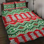 New Zealand Christmas In July Quilt Bed Set Meri Kirihimete Hei Tiki Taniko Motifs Seamless