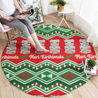 New Zealand Christmas In July Round Carpet Meri Kirihimete Hei Tiki Taniko Motifs Seamless