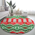 New Zealand Christmas In July Round Carpet Meri Kirihimete Hei Tiki Taniko Motifs Seamless