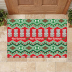 New Zealand Christmas In July Rubber Doormat Meri Kirihimete Hei Tiki Taniko Motifs Seamless
