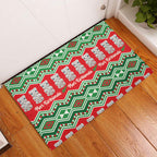 New Zealand Christmas In July Rubber Doormat Meri Kirihimete Hei Tiki Taniko Motifs Seamless