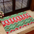 New Zealand Christmas In July Rubber Doormat Meri Kirihimete Hei Tiki Taniko Motifs Seamless