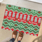 New Zealand Christmas In July Rubber Doormat Meri Kirihimete Hei Tiki Taniko Motifs Seamless