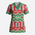 New Zealand Christmas In July Scrub Top Meri Kirihimete Hei Tiki Taniko Motifs Seamless