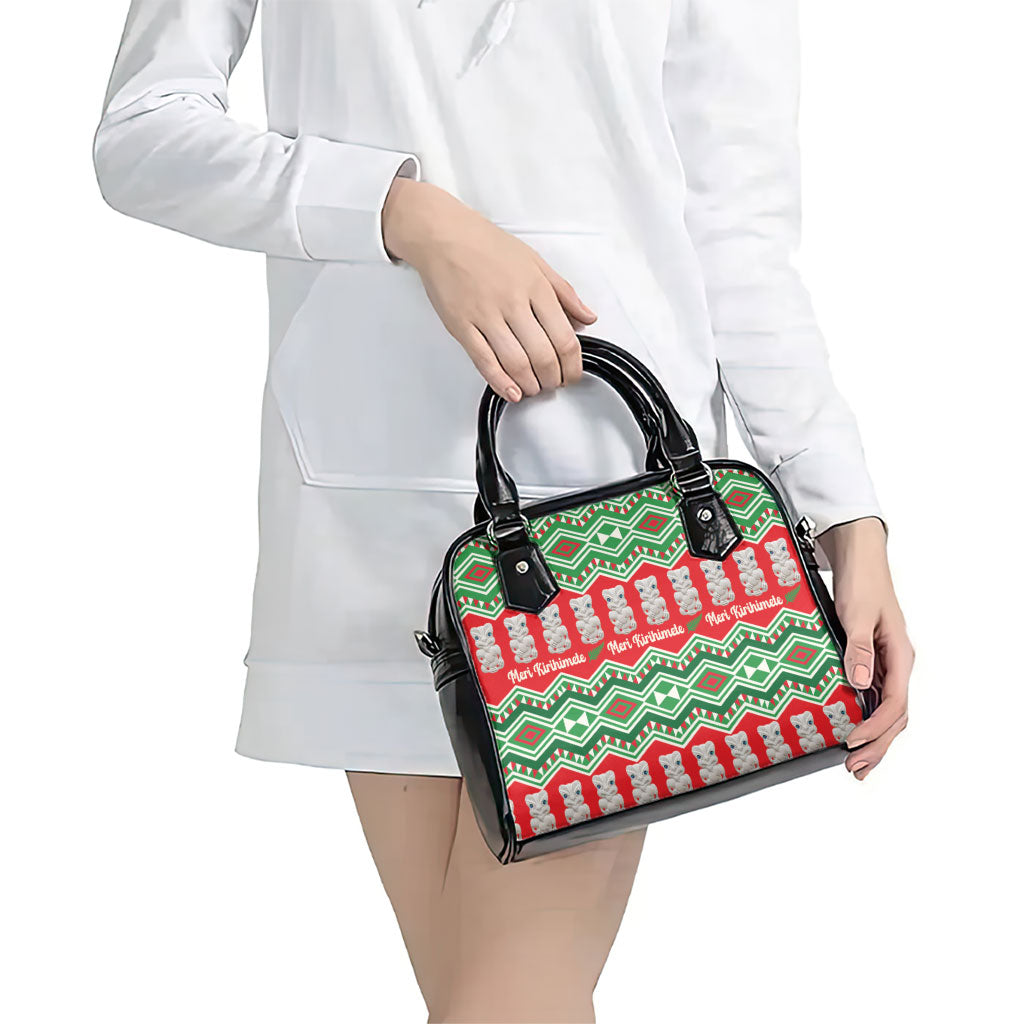 New Zealand Christmas In July Shoulder Handbag Meri Kirihimete Hei Tiki Taniko Motifs Seamless