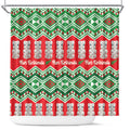 New Zealand Christmas In July Shower Curtain Meri Kirihimete Hei Tiki Taniko Motifs Seamless