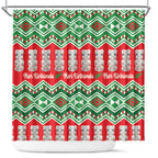 New Zealand Christmas In July Shower Curtain Meri Kirihimete Hei Tiki Taniko Motifs Seamless