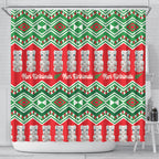 New Zealand Christmas In July Shower Curtain Meri Kirihimete Hei Tiki Taniko Motifs Seamless
