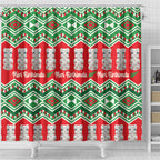 New Zealand Christmas In July Shower Curtain Meri Kirihimete Hei Tiki Taniko Motifs Seamless