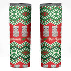 New Zealand Christmas In July Skinny Tumbler Meri Kirihimete Hei Tiki Taniko Motifs Seamless