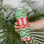 New Zealand Christmas In July Skinny Tumbler Meri Kirihimete Hei Tiki Taniko Motifs Seamless