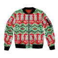 New Zealand Christmas In July Sleeve Zip Bomber Jacket Meri Kirihimete Hei Tiki Taniko Motifs Seamless