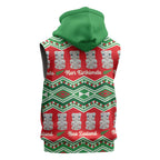 New Zealand Christmas In July Sleeveless Hoodie Meri Kirihimete Hei Tiki Taniko Motifs Seamless