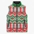 New Zealand Christmas In July Sleeveless Puffer Jacket Meri Kirihimete Hei Tiki Taniko Motifs Seamless