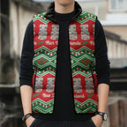 New Zealand Christmas In July Sleeveless Puffer Jacket Meri Kirihimete Hei Tiki Taniko Motifs Seamless